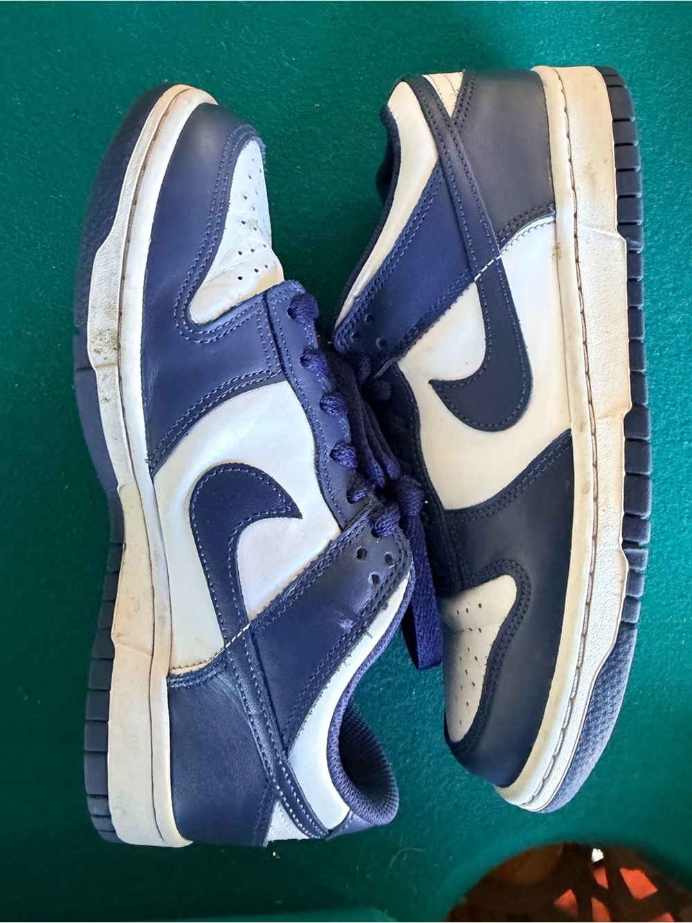 Nike Kids Navy Blue and White Dunks